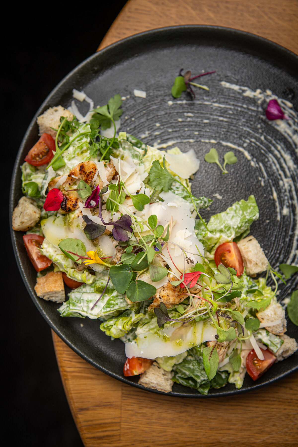 Ceasar salad with tiger prawns